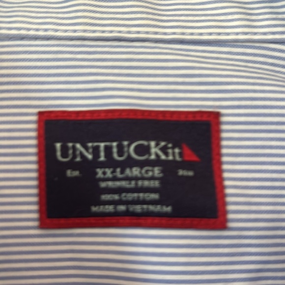 UnTUCKit Men’s Size XXL Wrinkle-Free Bordeaux Shirt Blue & White Stripe XX Large - Picture 6 of 12